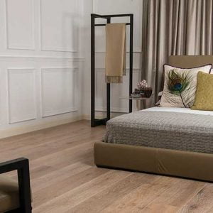 Engineered Prestige Oak flooring for bedroom installation