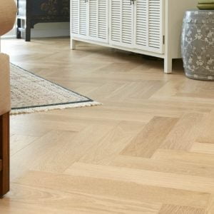 De Marque Oak Parquetry engineered flooring living room installation by Floors By Nature
