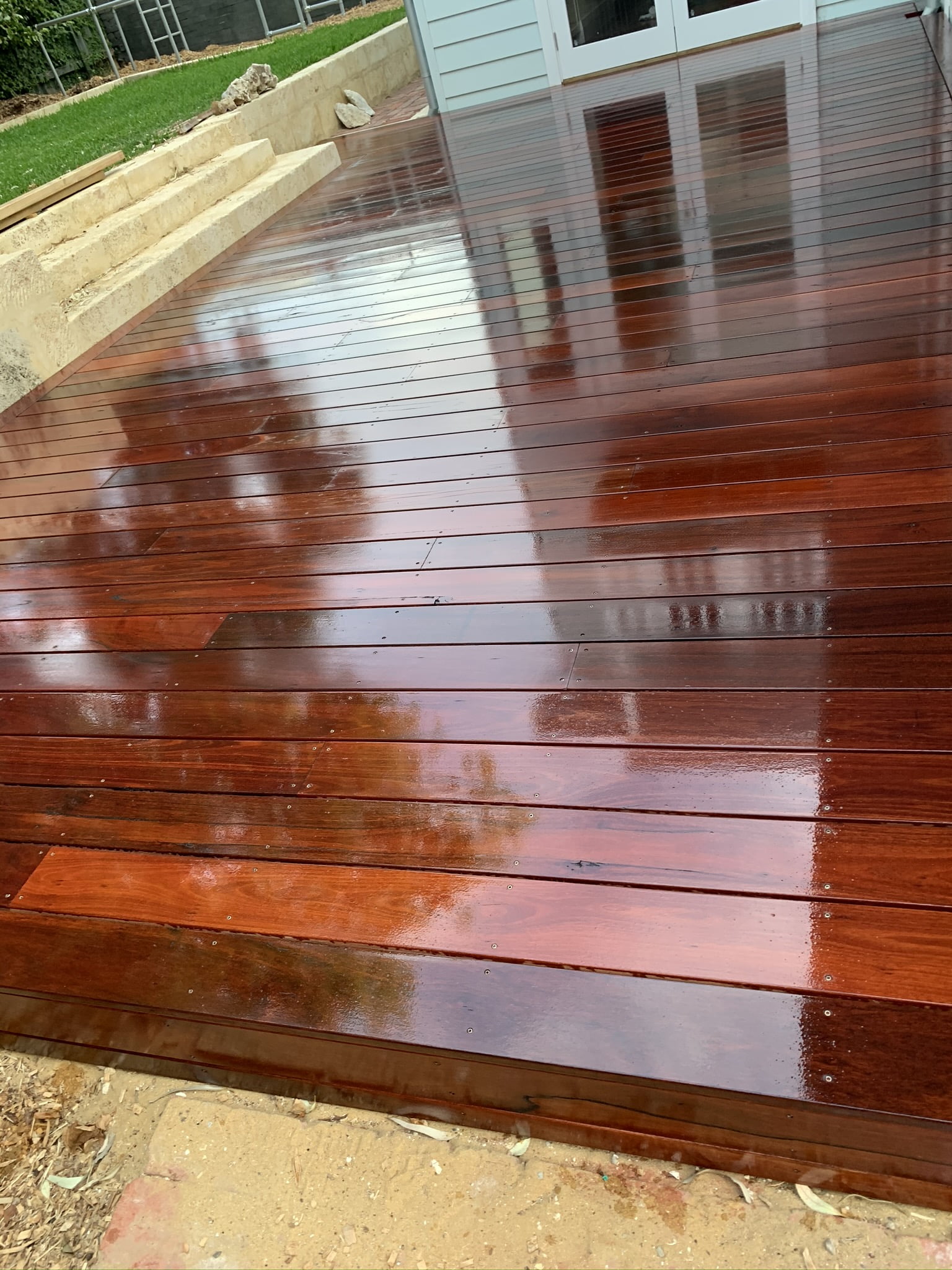 Jarrah Decking Installation Including Sanding and Coating